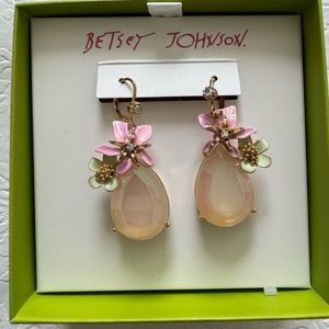 Betsey Johnson Tropical Flower, Starfish Blush Crystal Drop Earrings